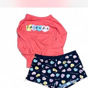 FRIENDS women’s Pajama Set - Pink and Blue size XL